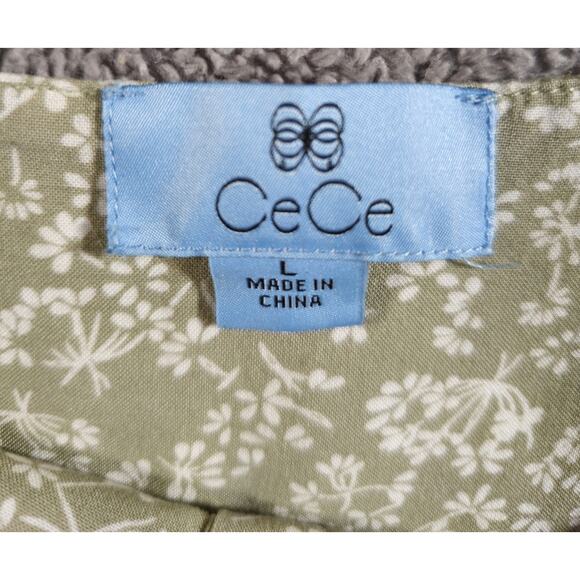 CeCe Women's Off-the-Shoulder Blouse L Sage Green with Ruffled Sleeves - Picture 4 of 5